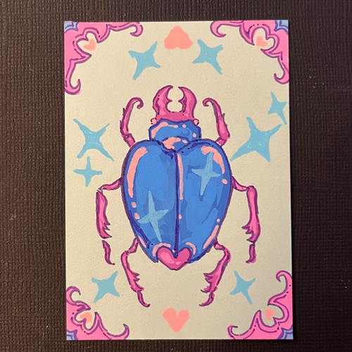 Aceo original drawing heart - aceo,
